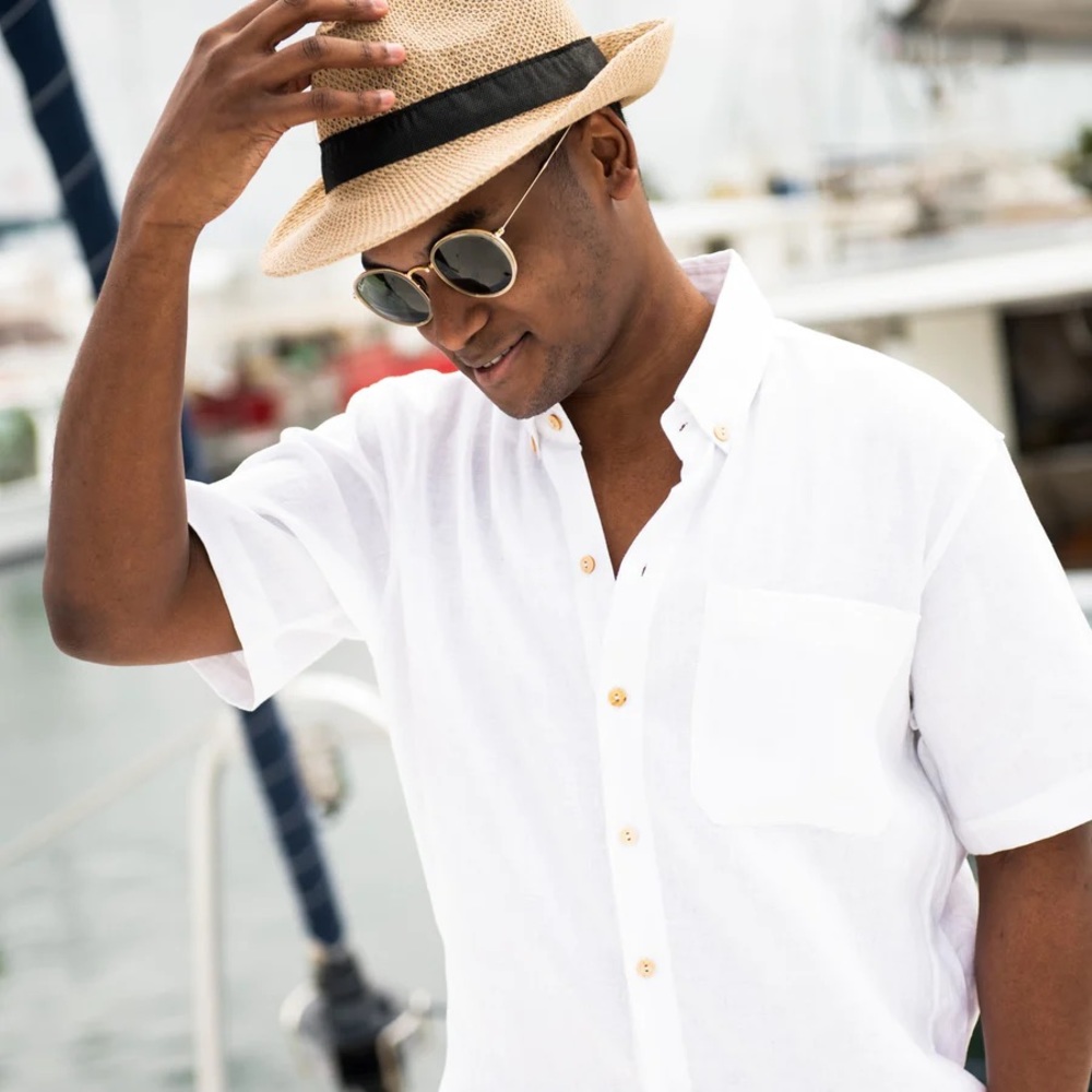 Kenny Flowers The Casa Blanca - Short Sleeve White Linen Shirt